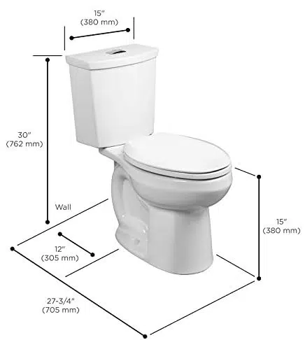 American Standard H2Option dimensions, front view