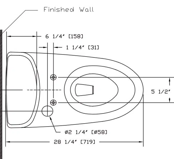 TOTO Carlyle II dimensions, top view