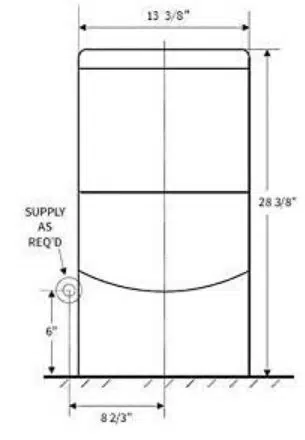 Galba Compact Toilet dimensions, front view