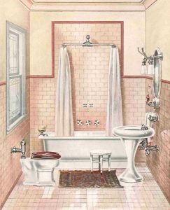 20th-century-bathroom with pink walls